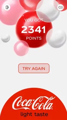 Coca-Cola Bubble Light Up: score screen