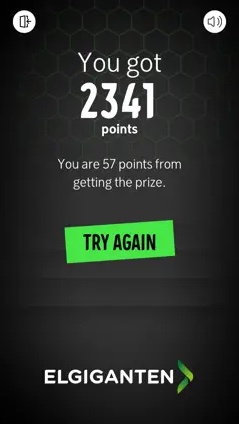 Elgiganten Hexagon Blaster: score screen