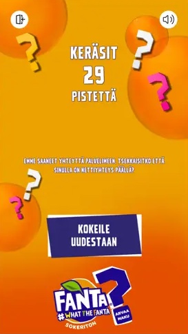 Fanta What The Fanta: score screen