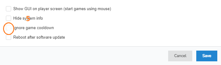 The Ignore game cooldown setting turned off